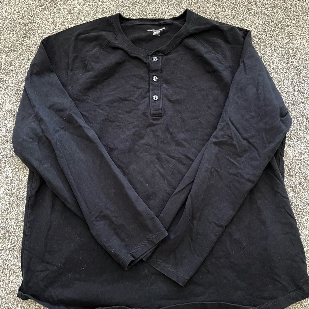 3/$12 Men’s Black Amazon Button Up Long Sleeve Henley